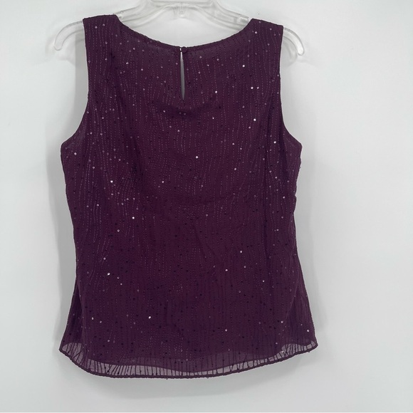Talbots Silk Sleeveless Top Womens Size 12 Maroon Sequins lined Tank Shell - Picture 6 of 9